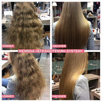 Vorher-Nachher-Foto vom Straightening System bei einer aschblonden Frau 